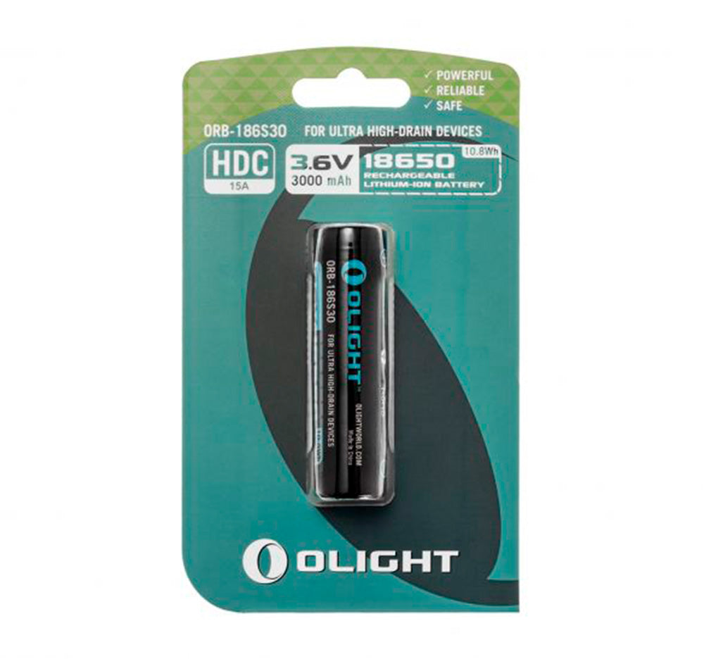 Pila recargable 18650 3000 mAh HDC con PCB Olight