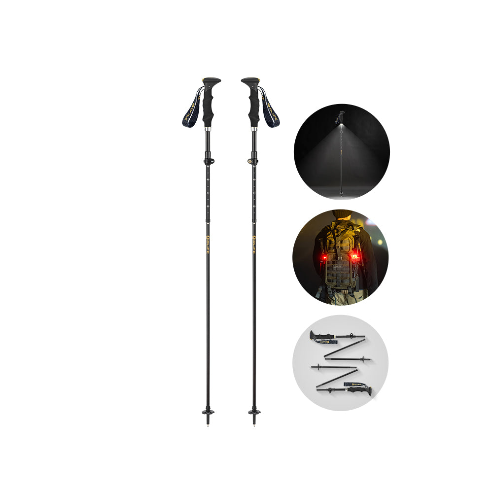 Bastones de senderismo extensibles con luz integrada Glowalk F3T2 Trekking Olife