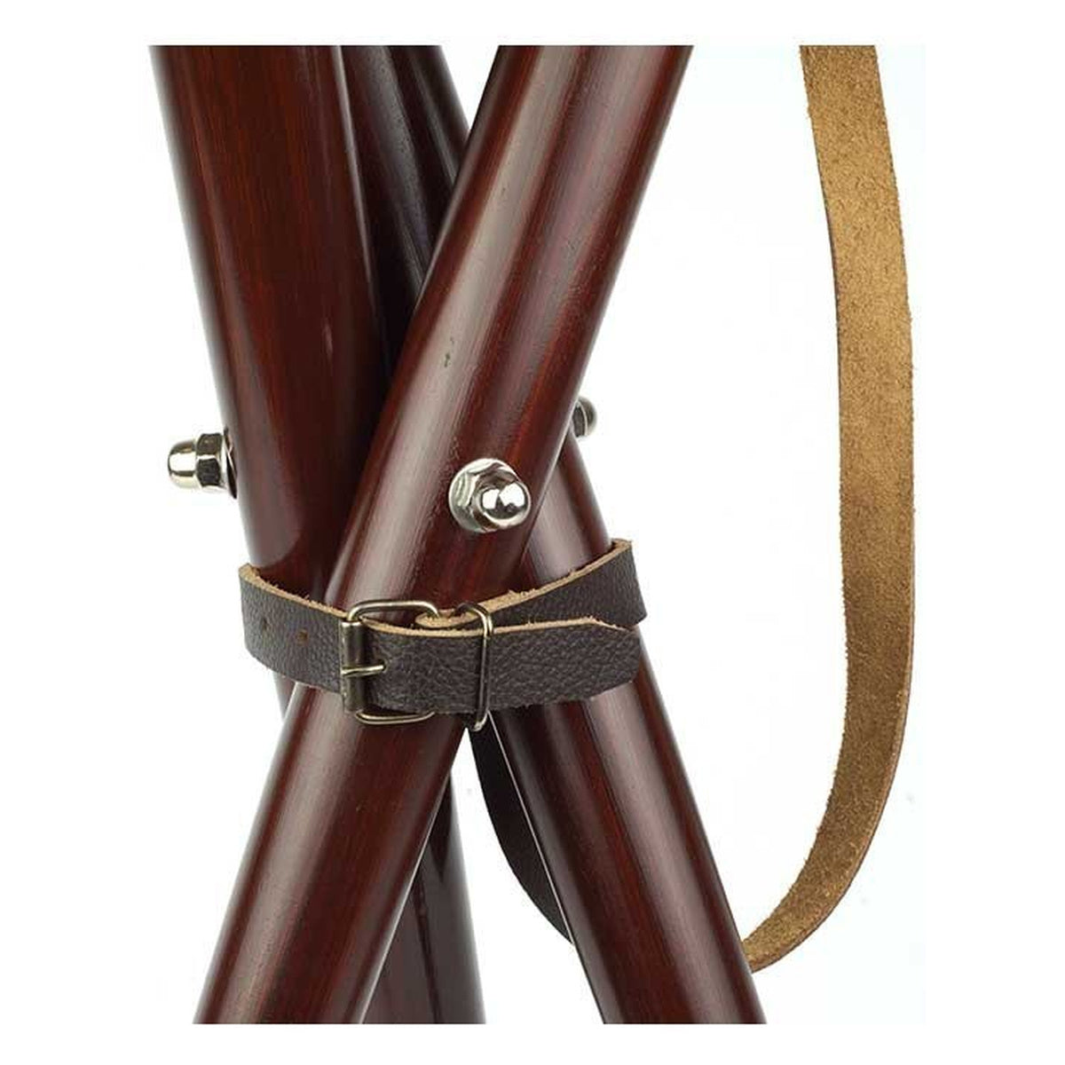 Banqueta Madera Y Piel - 3 Patas - Acero · vista 3