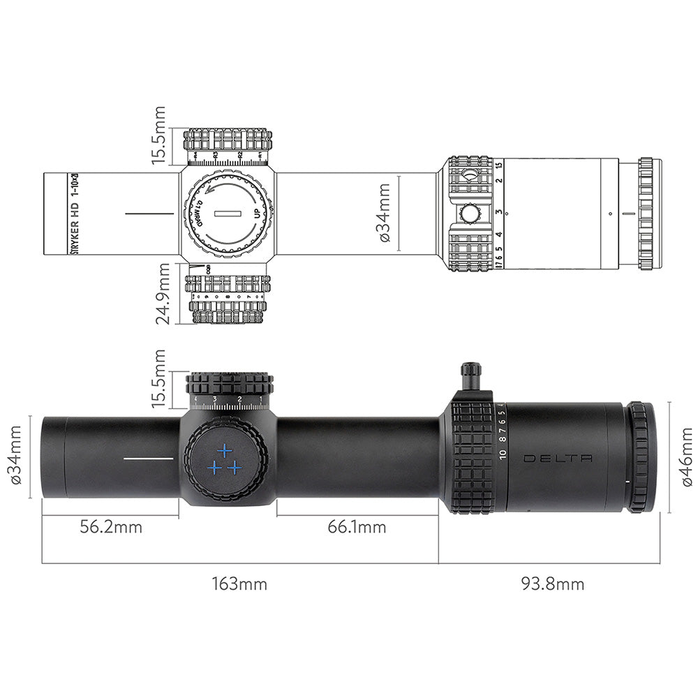 Visor Delta Optical Stryker HD 1-10×28 con retícula SDOG-1