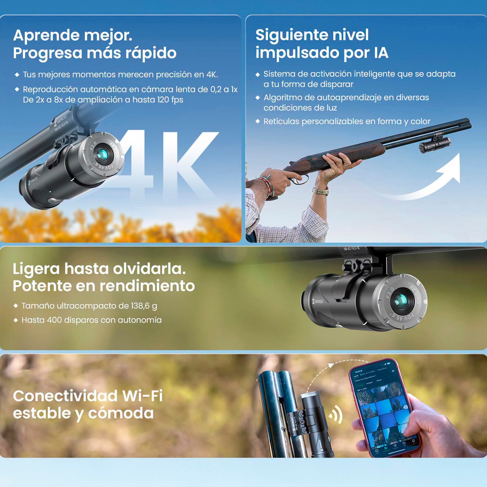 Cámara de acción HIKMICRO HIKCAM A7E 4K para caza y tiro