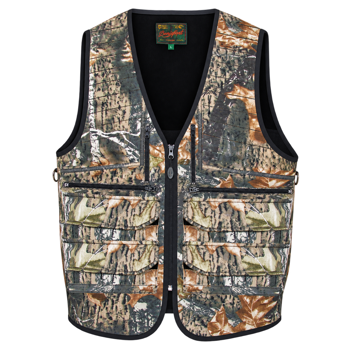Chaleco de caza Benisport Selva de camuflaje, vista frontal