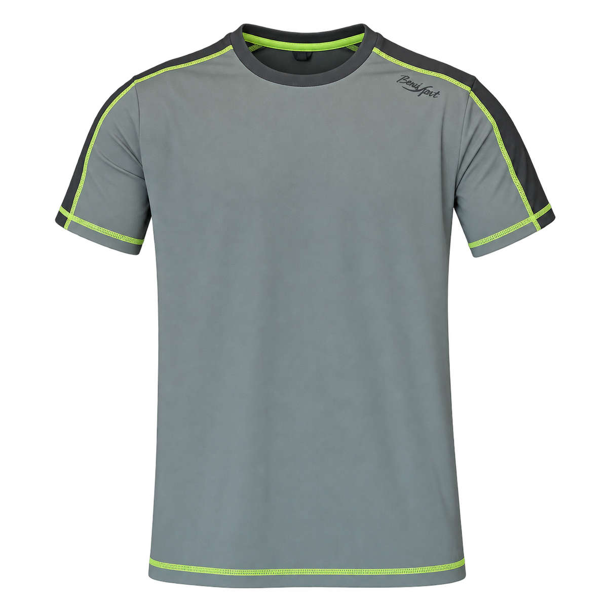 Camiseta técnica Benisport Sabila bicolor gris caqui, vista frontal