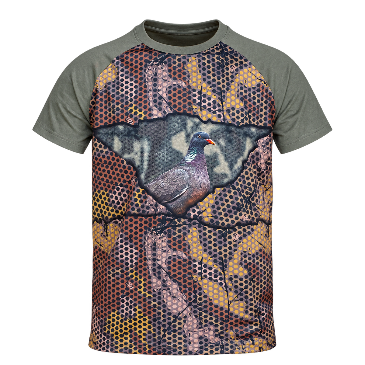 Camiseta de caza Benisport Forest-Print 3D Paloma, vista frontal