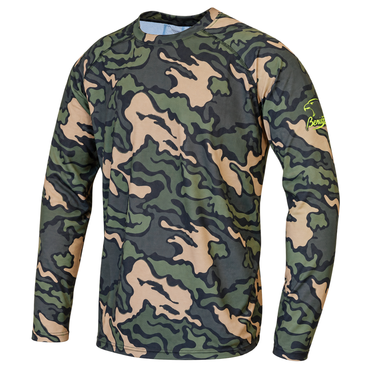 Camiseta de caza Benisport camuflaje de manga larga, vista frontal