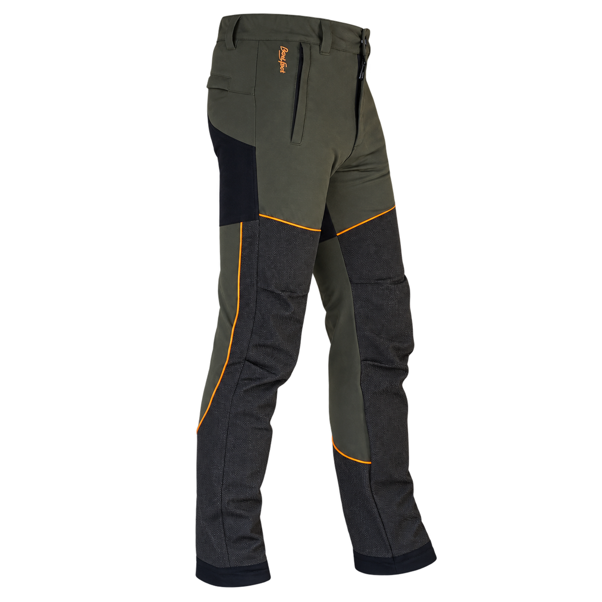Pantalón de caza Benisport Iron caqui con protección, vista frontal