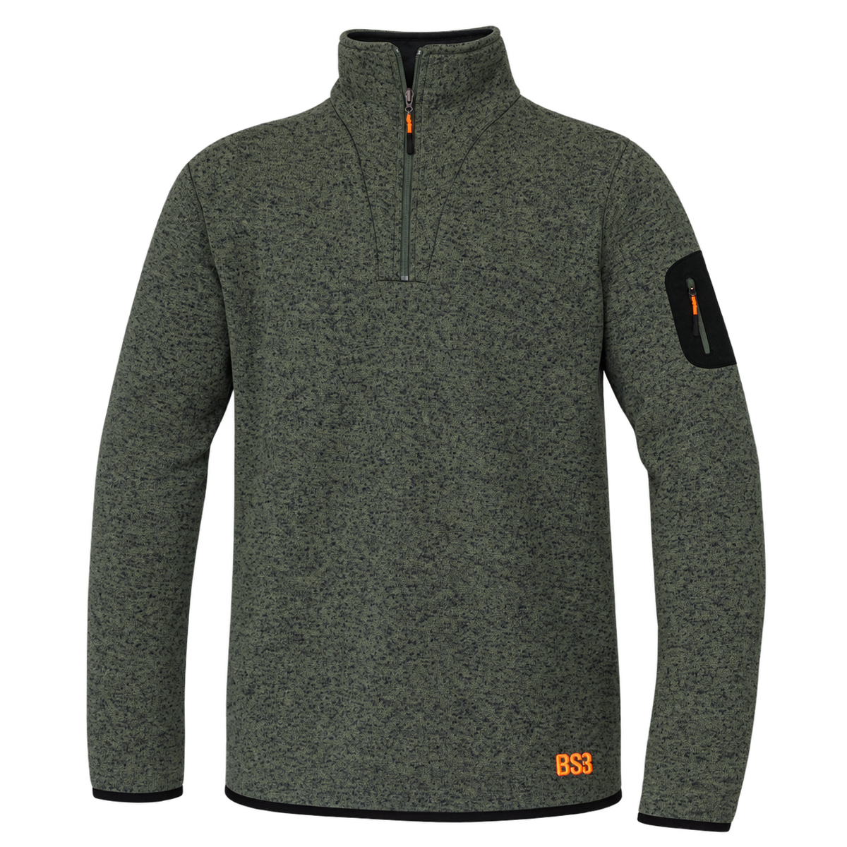 Jersey de punto Benisport Tindaya caqui jaspeado para caza, vista frontal