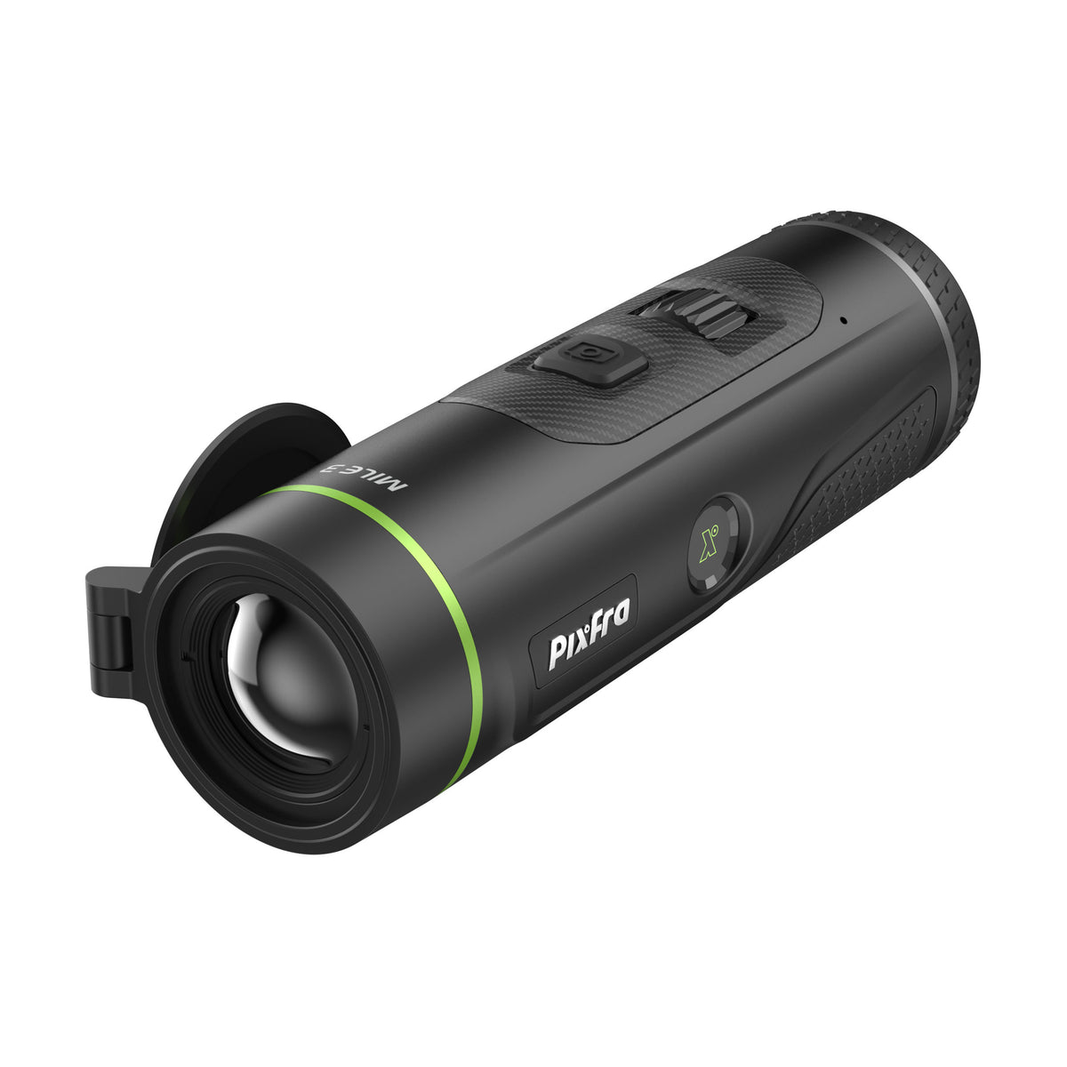 Monocular térmico Pixfra Mile 3: vista frontal en perspectiva