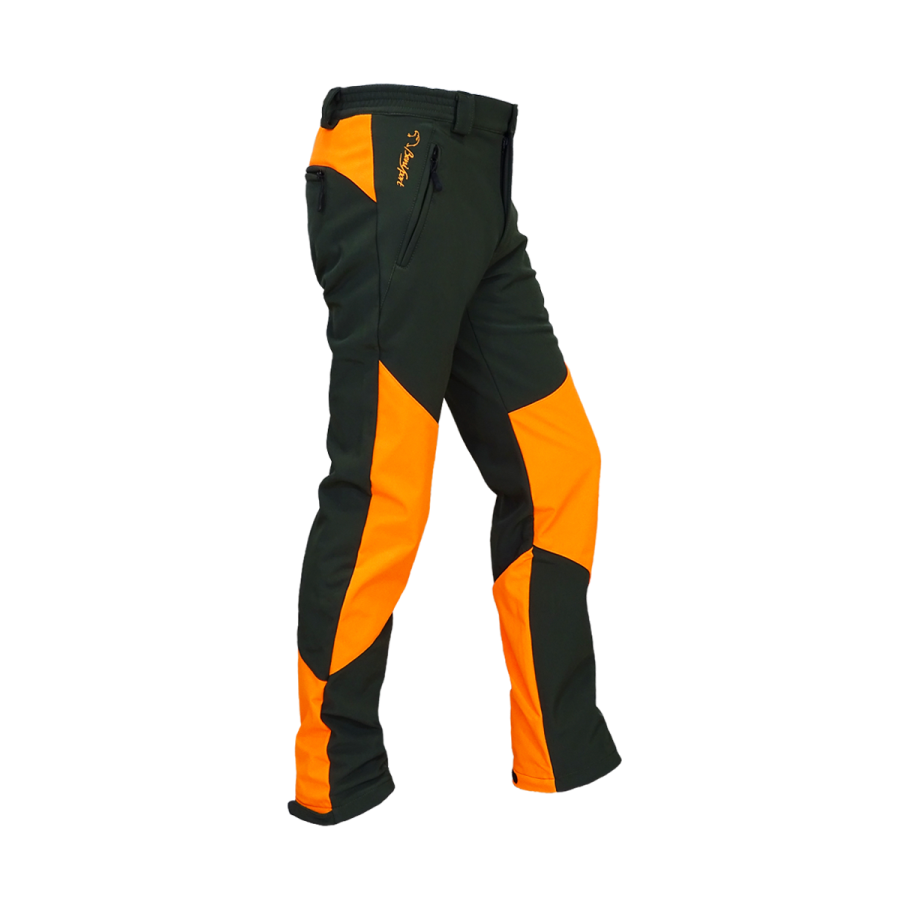 Pantalón softshell Benisport North caqui y naranja, vista frontal