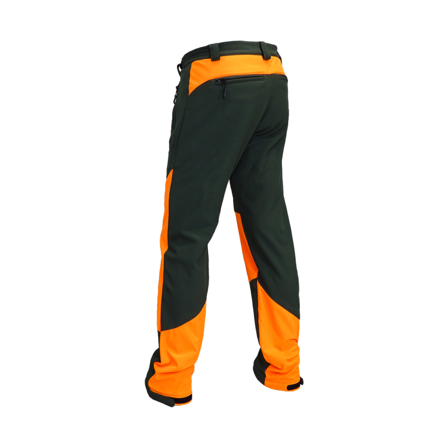 Pantalón softshell Benisport North caqui y naranja, vista trasera