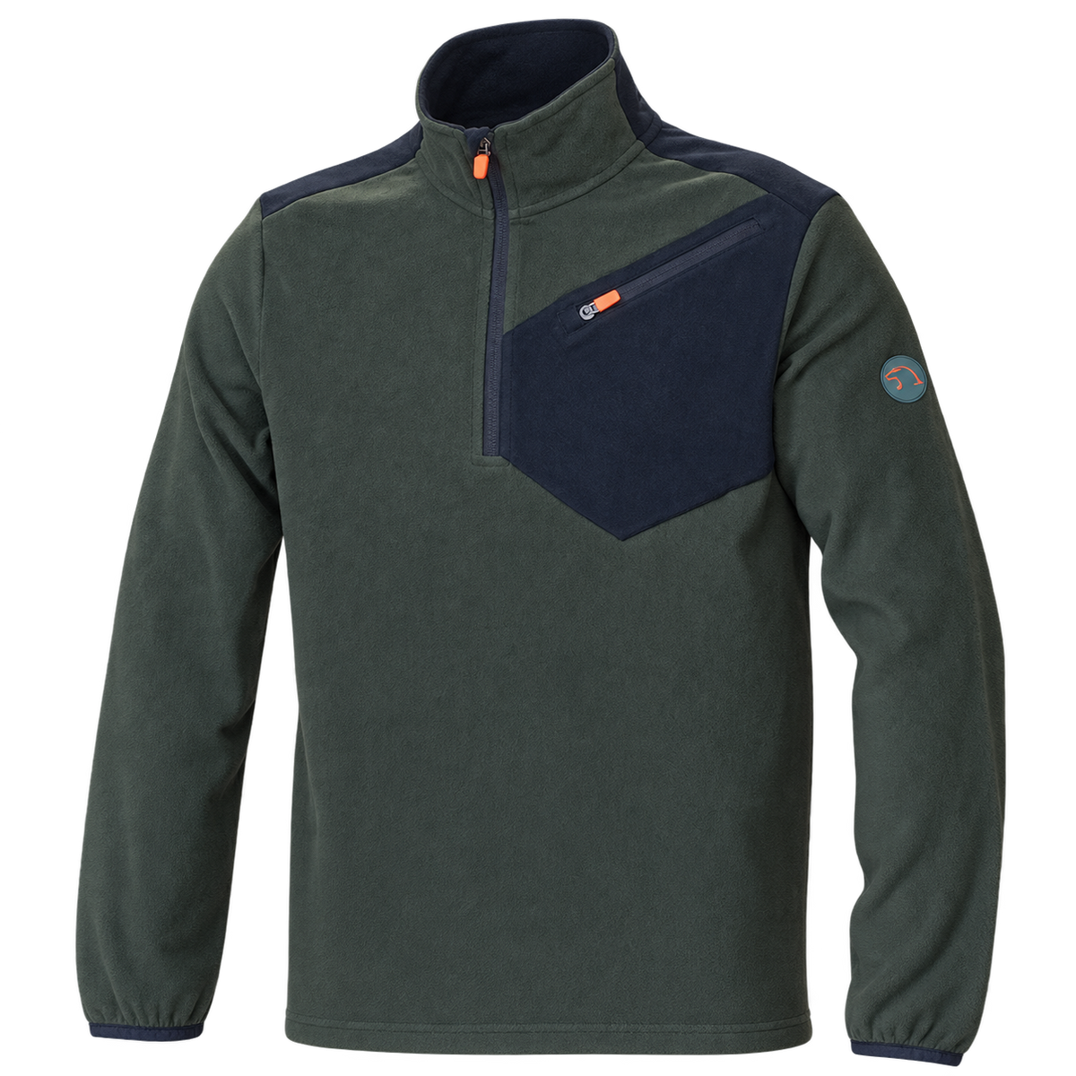 Sudadera micropolar Benisport Mistral caqui para caza, vista frontal