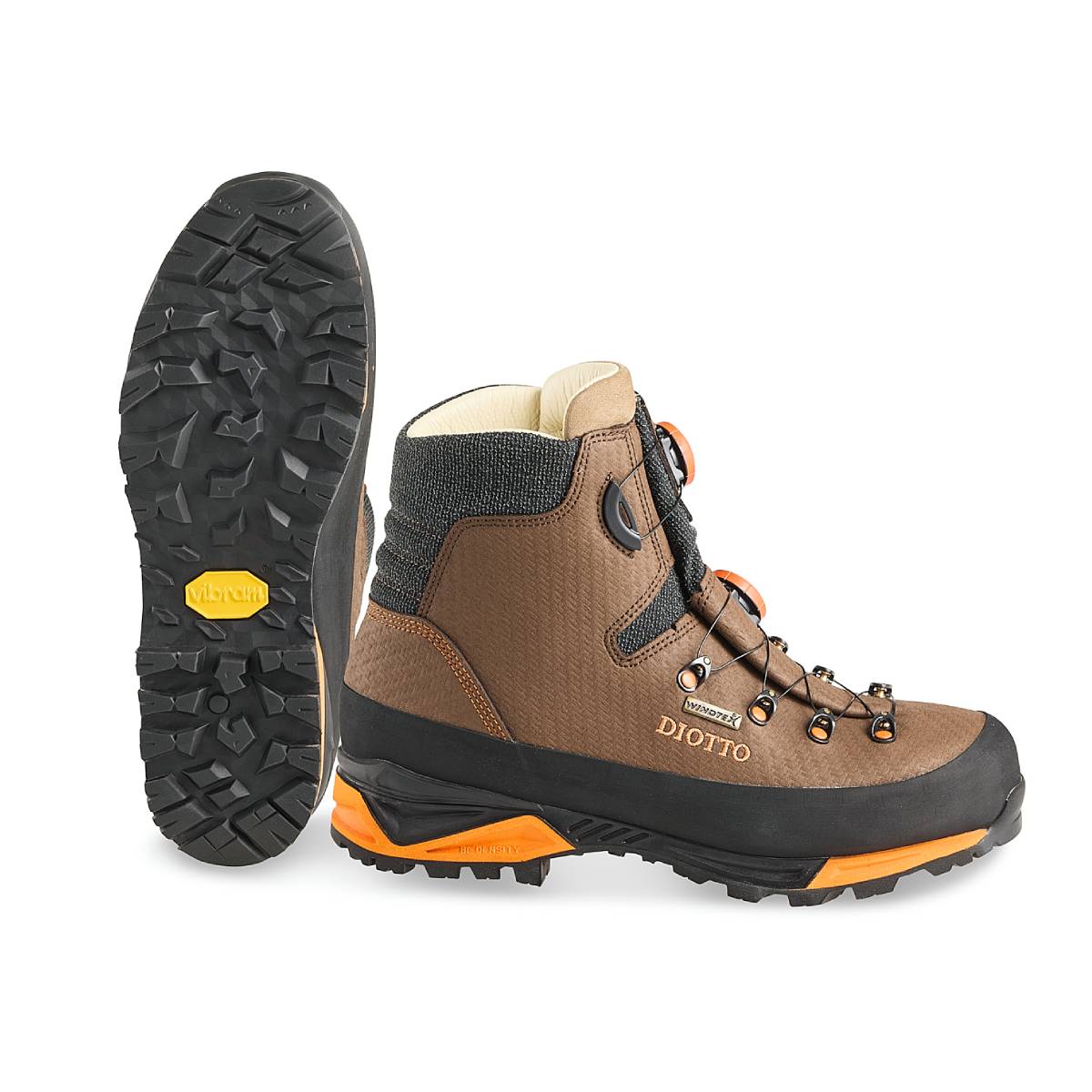 Botas de caza alta visibilidad Diotto Vortex HV WindTex y Vibram