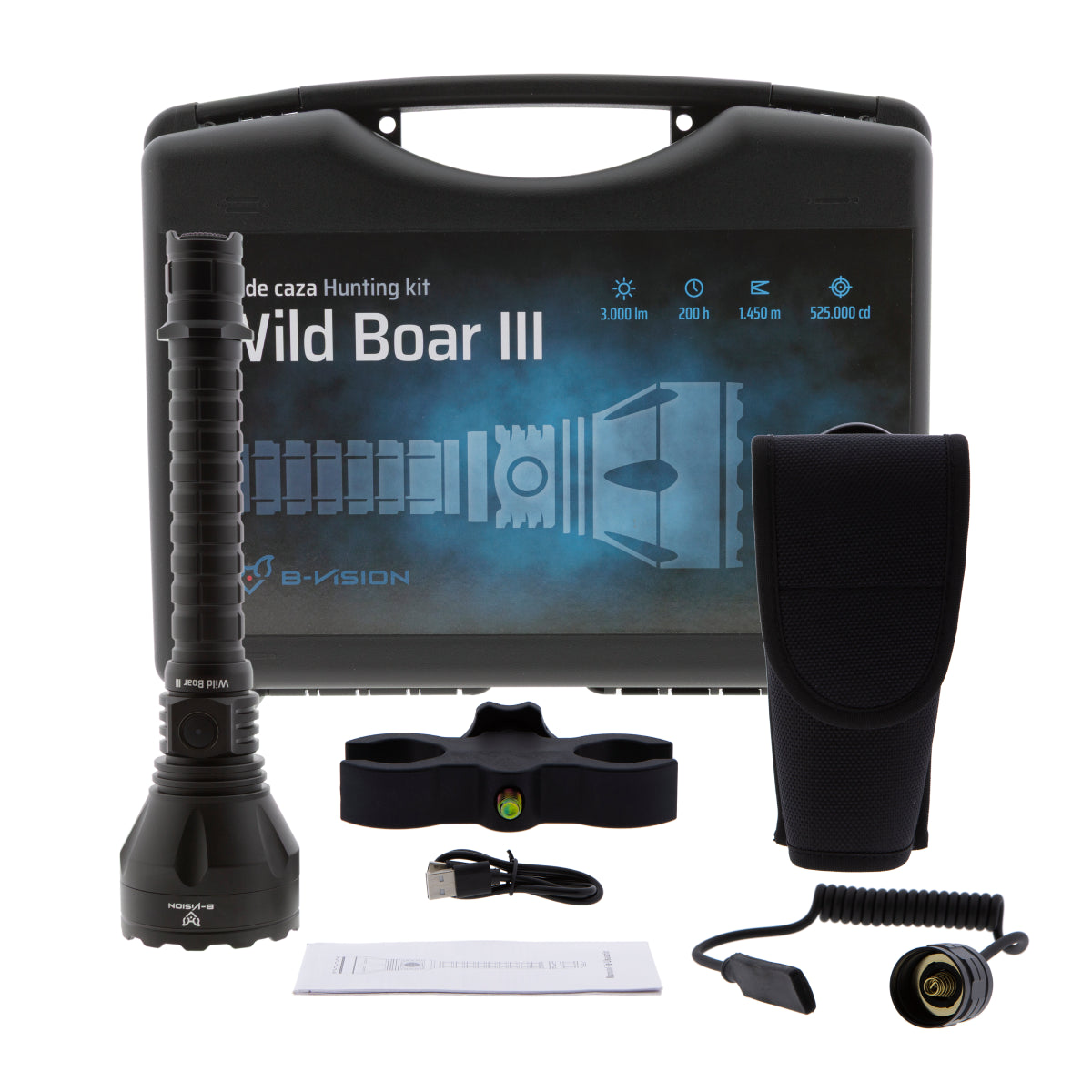 Kit de caza linterna B-Vision WILD BOAR III 3.000 lúmenes