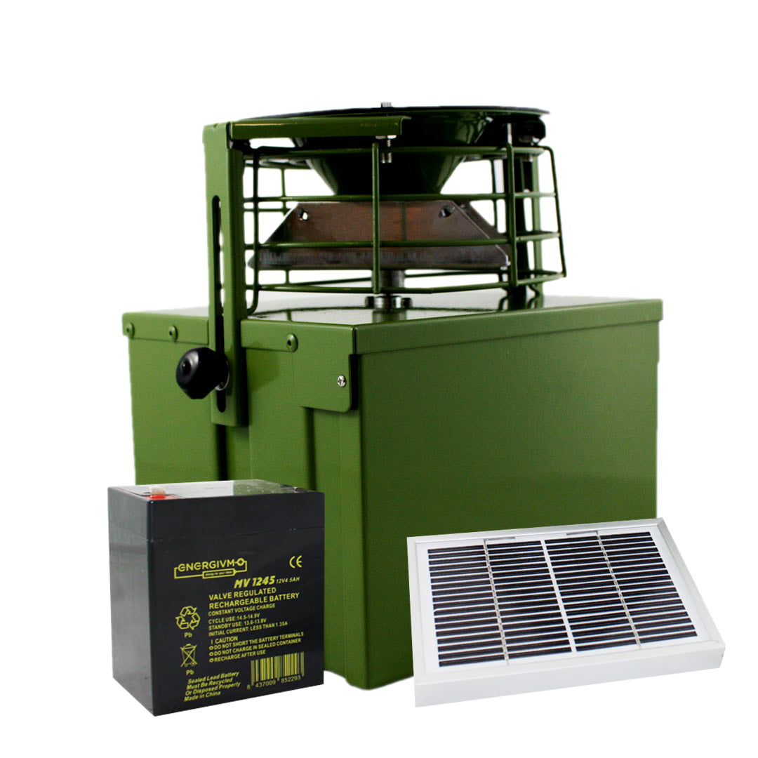 Comedero automático 12V con batería y placa solar para caza FEEDER KIT