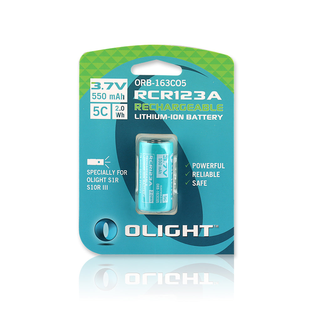 Pila recargable RCR123 550 mAh con PCB + – para linterna S1R Olight