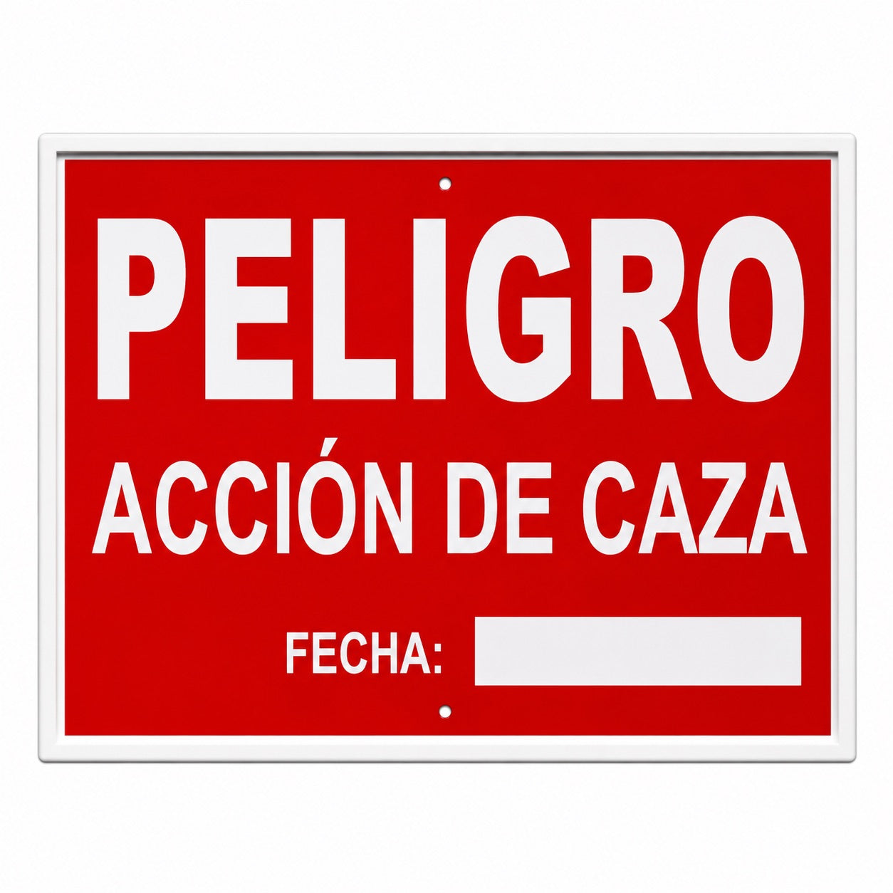Tablilla Peligro Acción de Caza Andalucía 50x33 cm