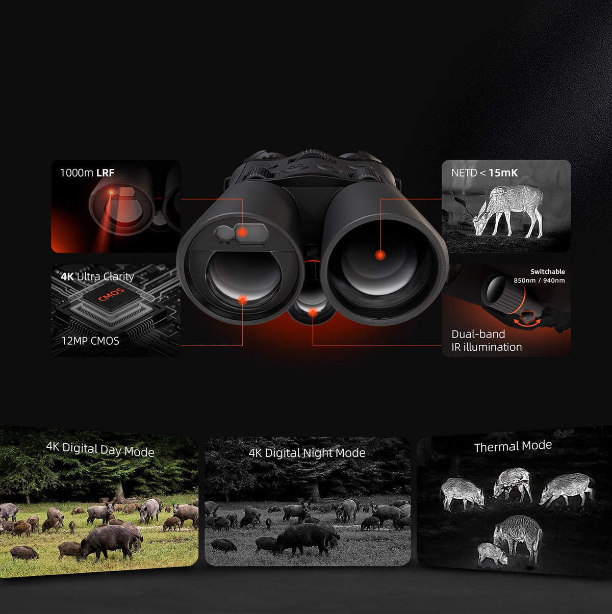 Binocular térmico multi-espectral ThermTec Ventus con telémetro
