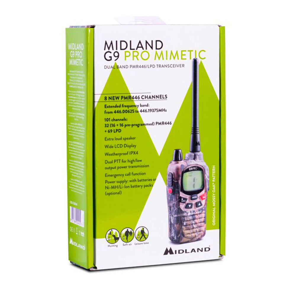 Walkie Talkie MIDLAND G9 Pro Mimetic bibanda PMR446/ LPD