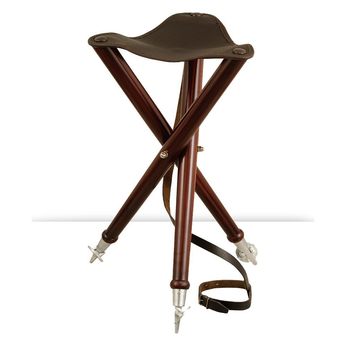Banqueta Madera Y Piel - 3 Patas - Acero · vista 1