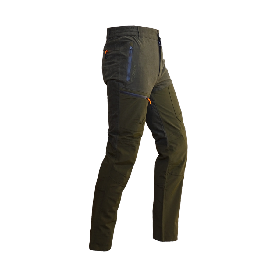 Pantalón impermeable Benisport Bendis caqui con refuerzos, vista frontal