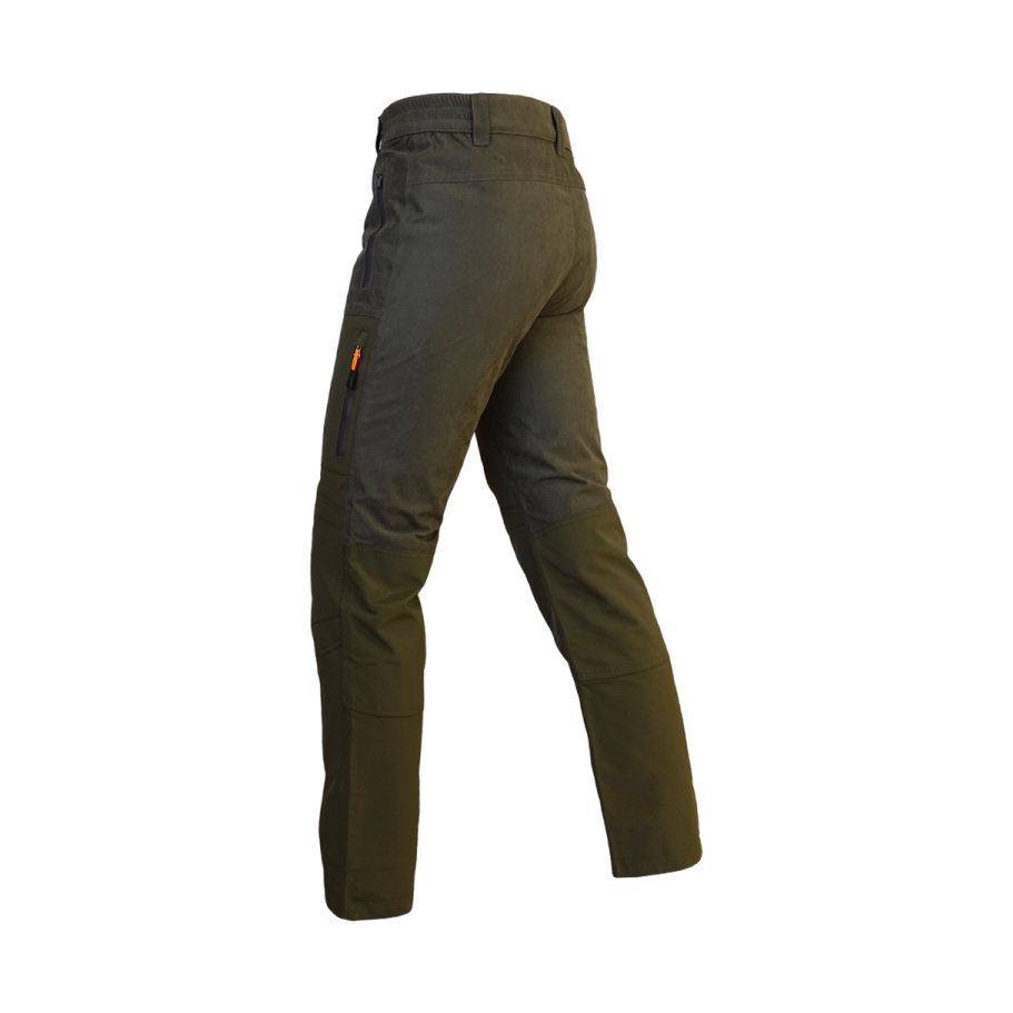 Pantalón impermeable Benisport Bendis caqui con refuerzos, vista trasera