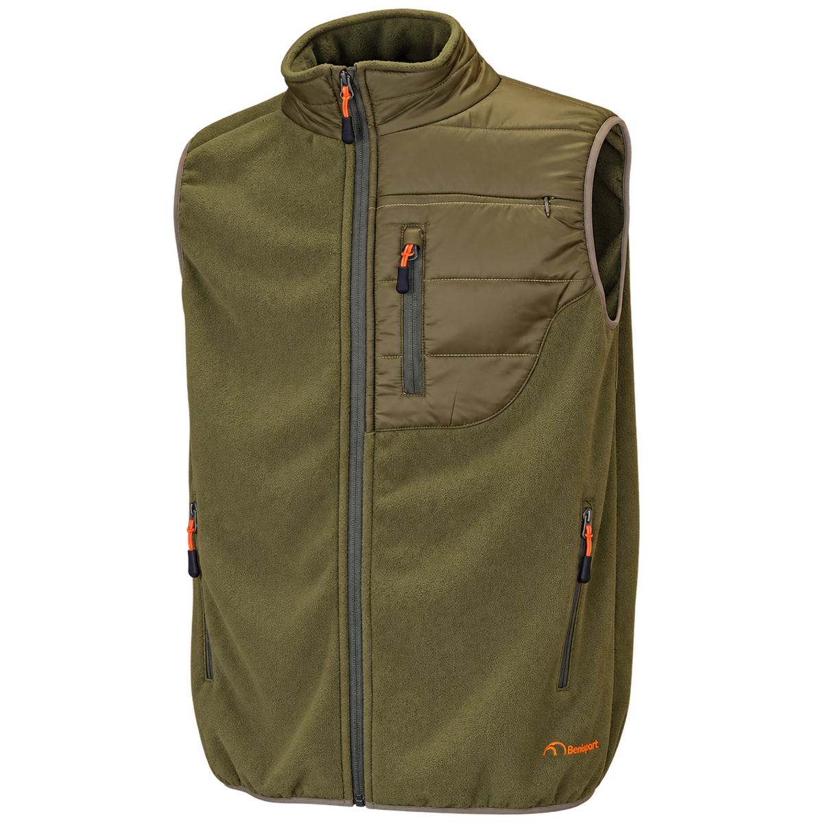 Chaleco polar Benisport Peñarroya caqui con panel acolchado