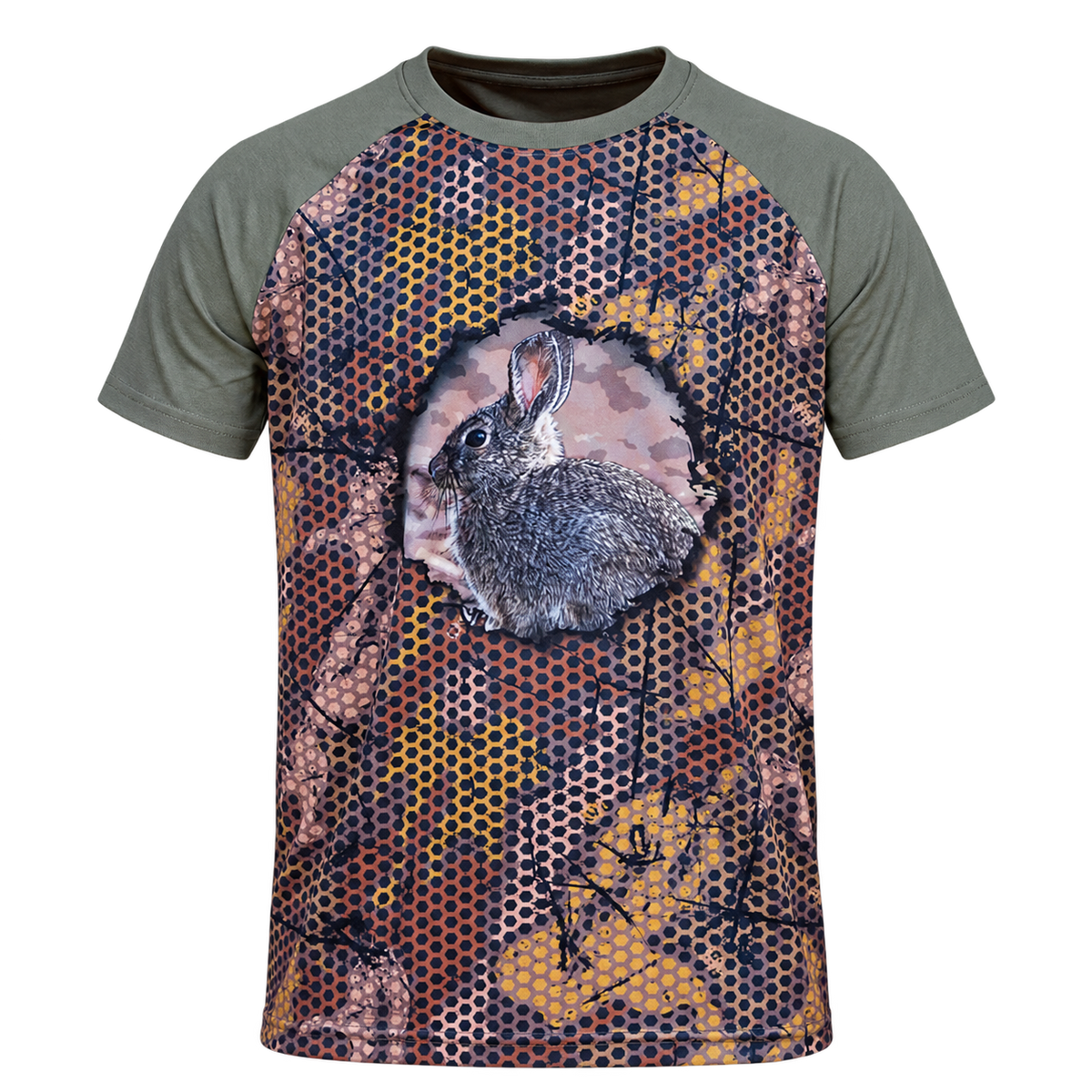 Camiseta de caza Benisport Forest-Print 3D Conejo, vista frontal
