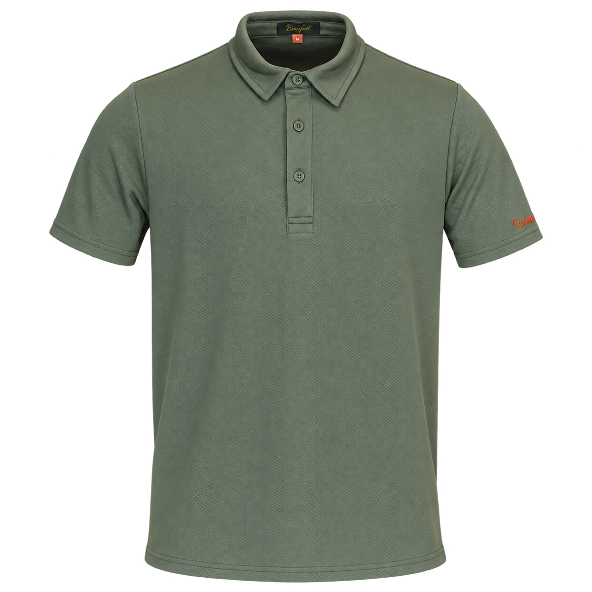 Polo técnico de caza Benisport Dry Cool caqui, vista frontal