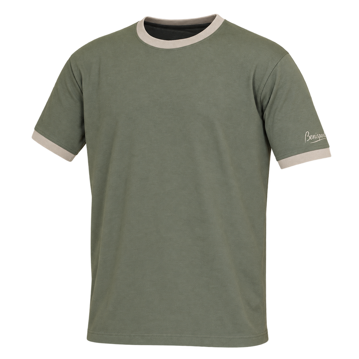 Camiseta básica de caza Benisport caqui de algodón, vista frontal