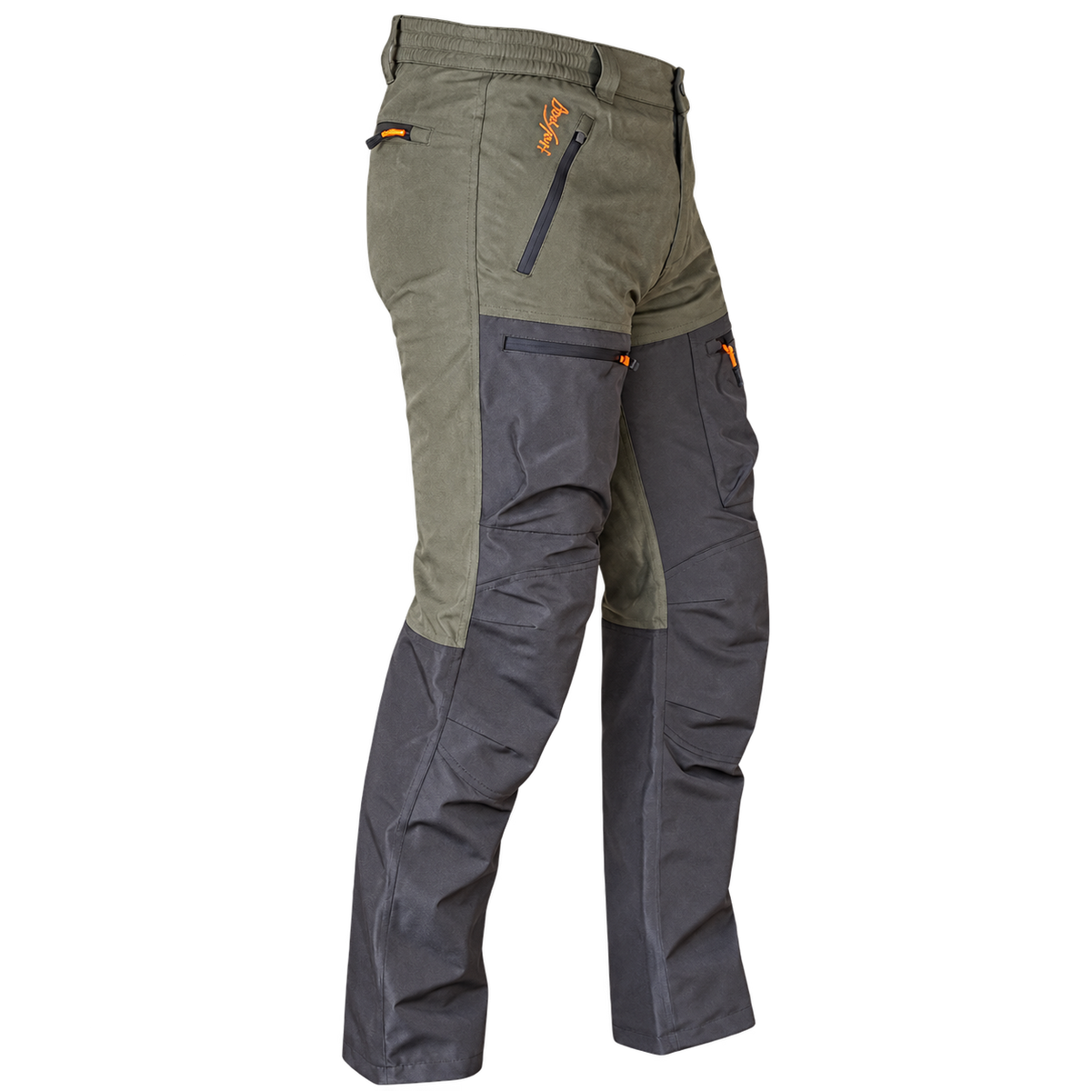 Pantalón impermeable Benisport Garúa caqui con refuerzos, vista frontal