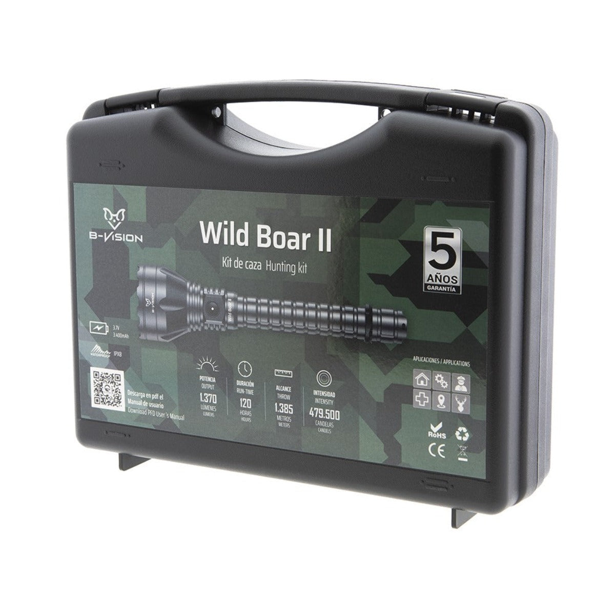 Kit de caza Linterna LED WILD BOAR II 1.350 lum B-Vision