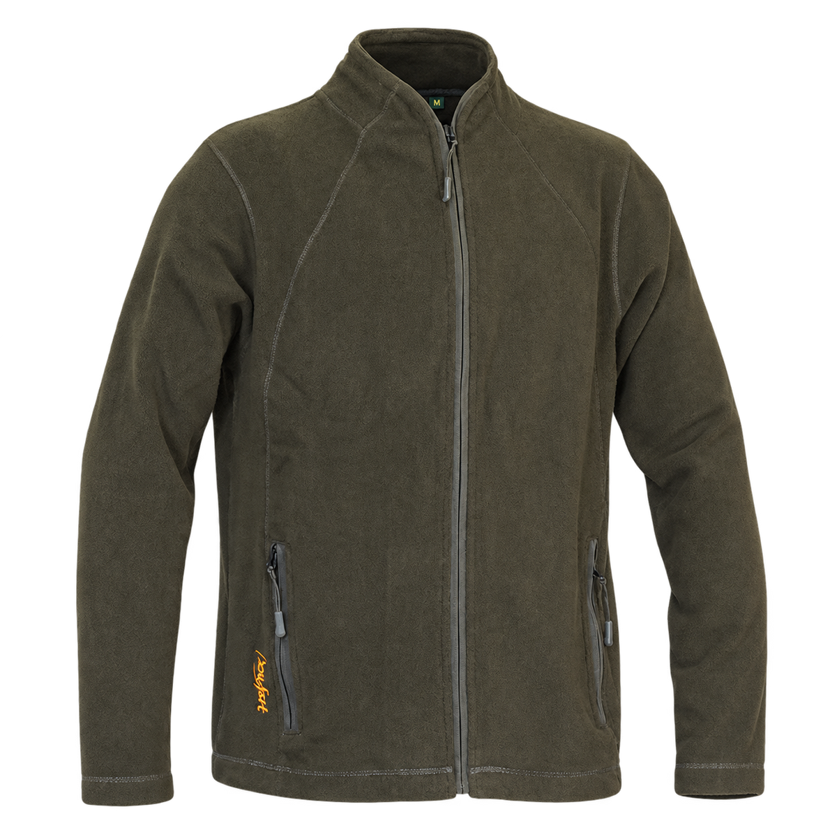 Chaqueta polar Benisport Marboré verde caqui oscuro con cuello mao y bolsillos laterales con cremallera