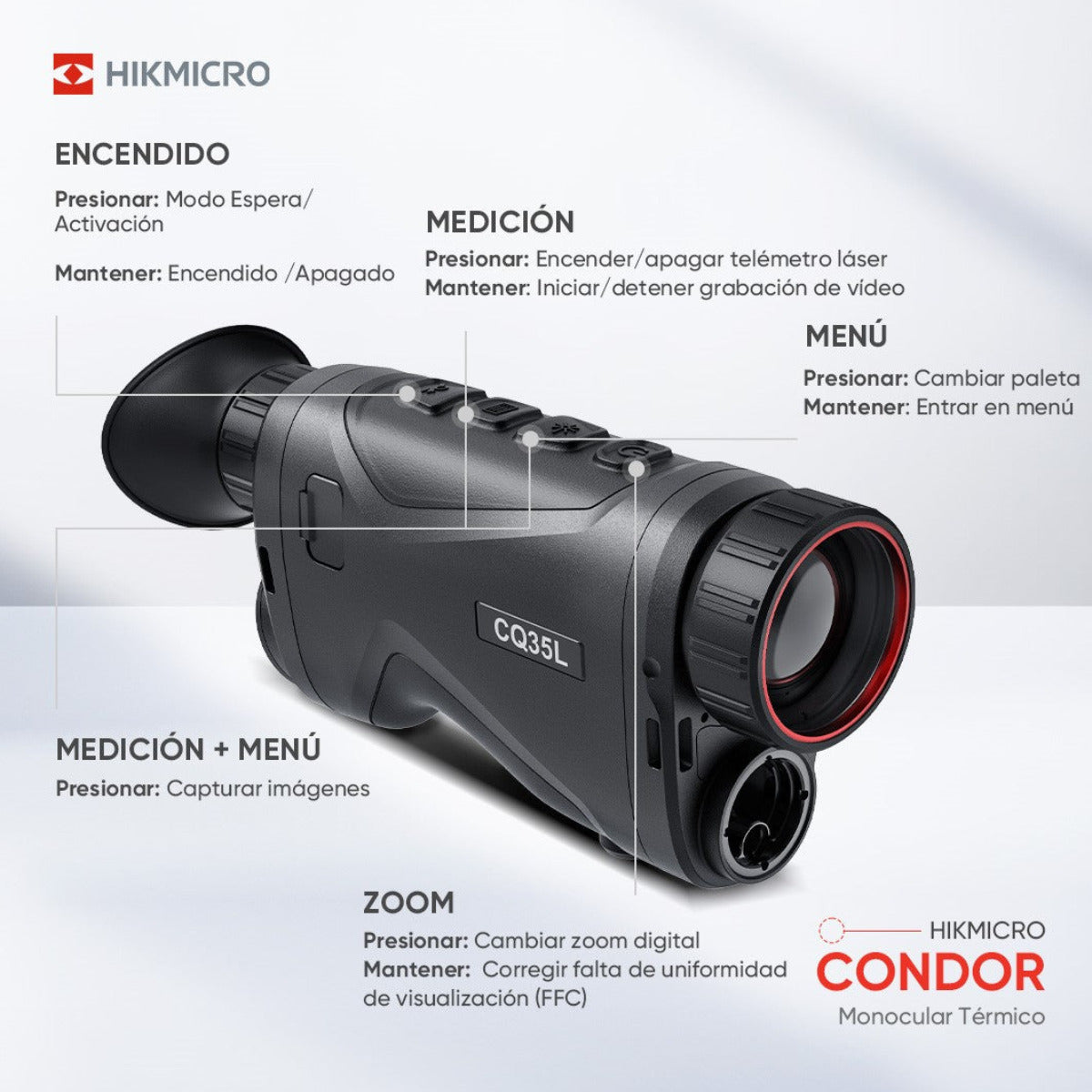 Monocular térmico HIKMICRO Condor CH35L con telémetro láser