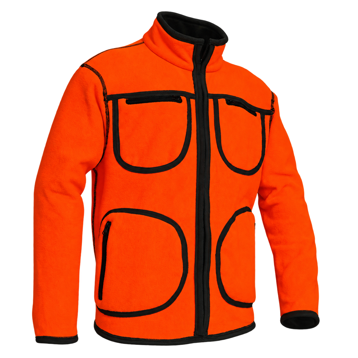Cara naranja de la chaqueta reversible Benisport North con cuatro bolsillos y ribetes oscuros