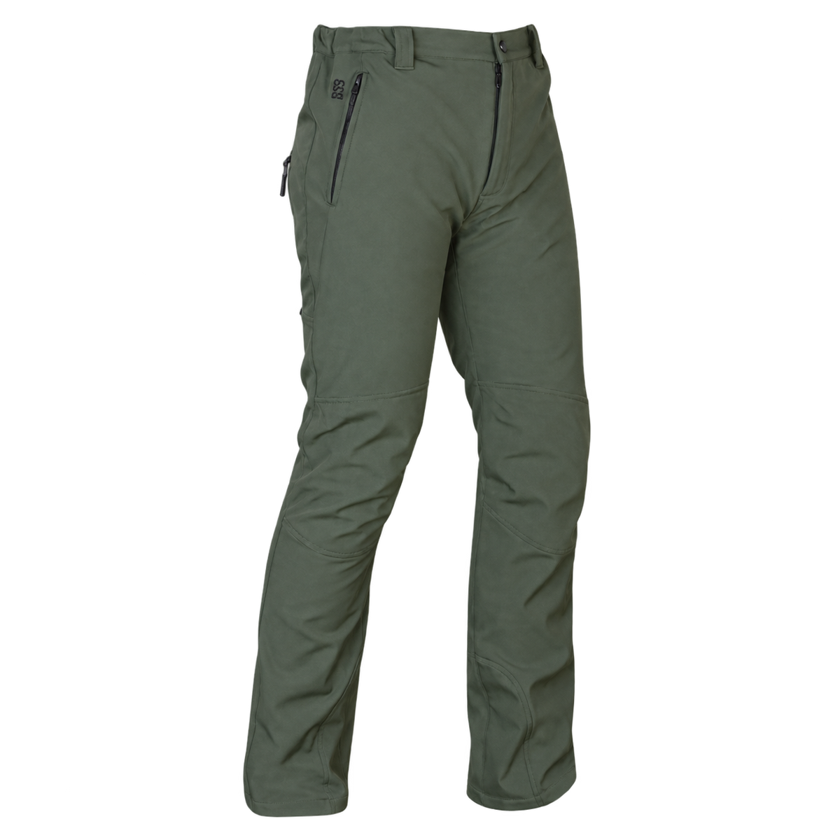Pantalón softshell Benisport Javalambre de color verde caqui uniforme, vista frontal