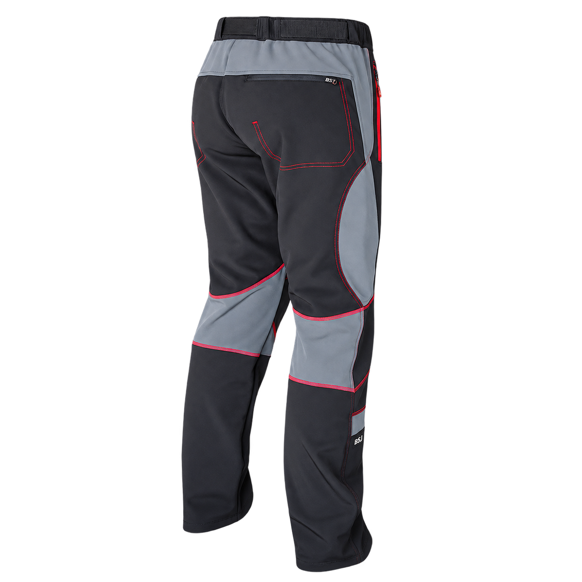Pantalón softshell Benisport gris y negro con cinturón, vista trasera