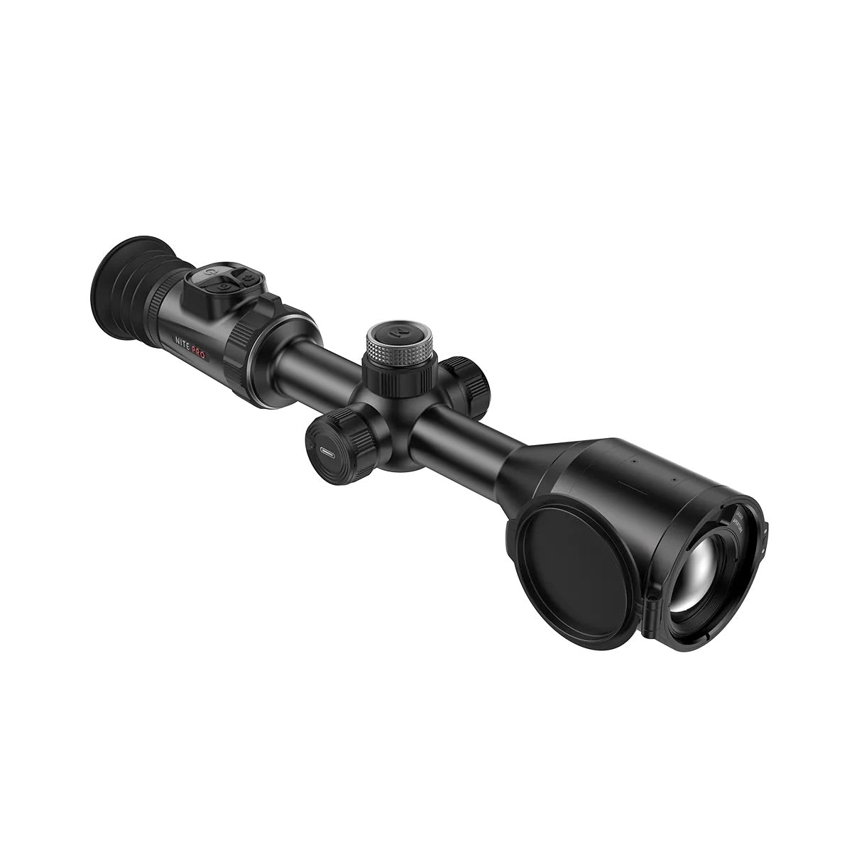 Visor Nocpix NITE PRO D50R con el ocular a la izquierda y el objetivo con tapa abatible
