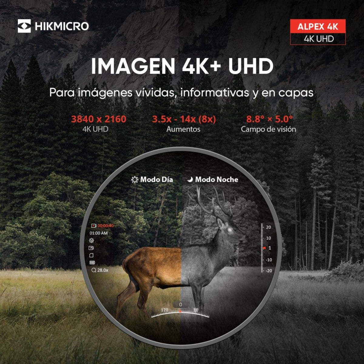 Visor digital nocturno diurno Hikmicro 4K Alpex A50E