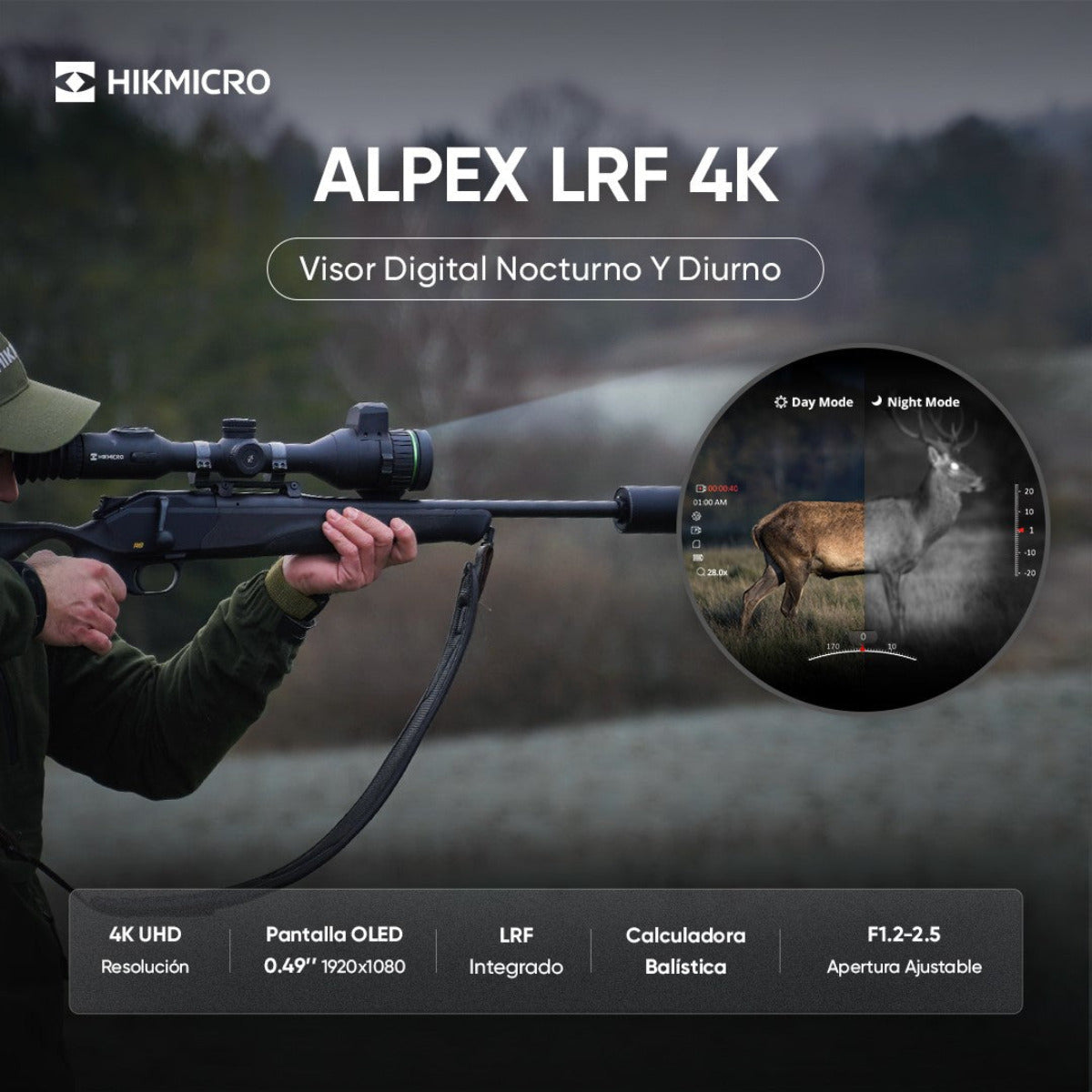 Visor digital nocturno diurno HIKMICRO Alpex LRF 4K A50EL