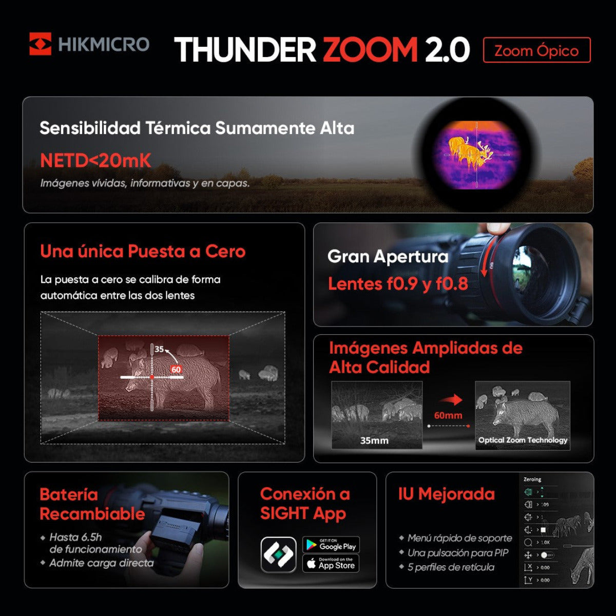 Visor térmico HIKMICRO Thunder TH50Z 2.0 con zoom óptico